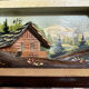 Tableau alpin vintage en bois sculpté et peint