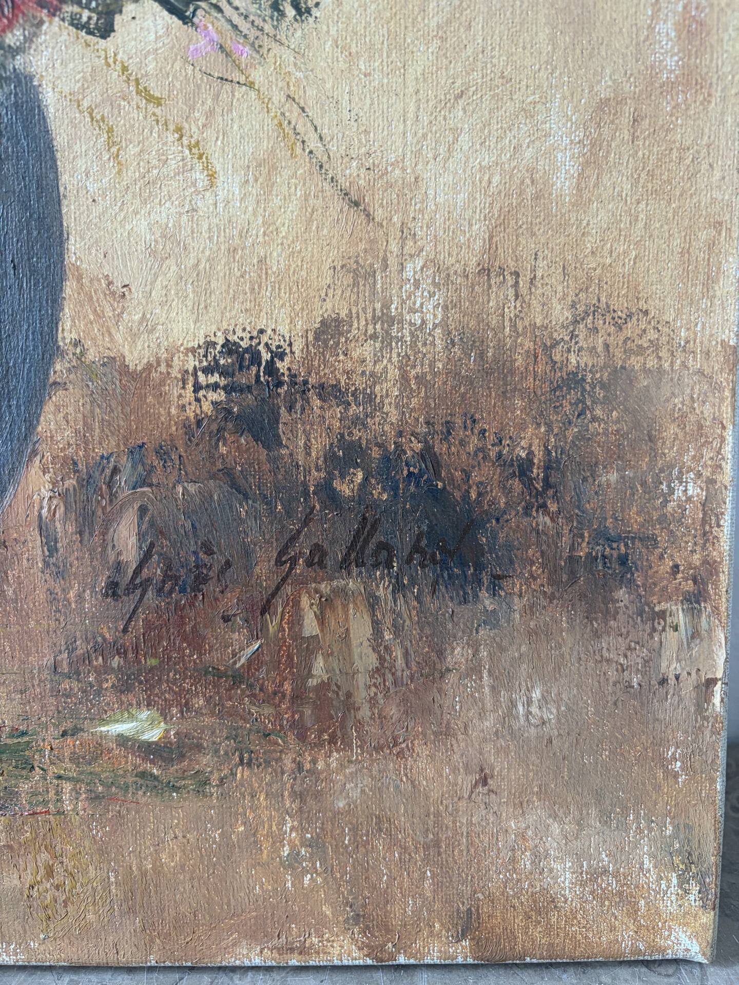 Vase de fleurs, huile sur toile signé Agnès Galland