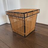 Mid-Century Rattan and Metal Storage Box by Rohe Noordwolde, 1950s
