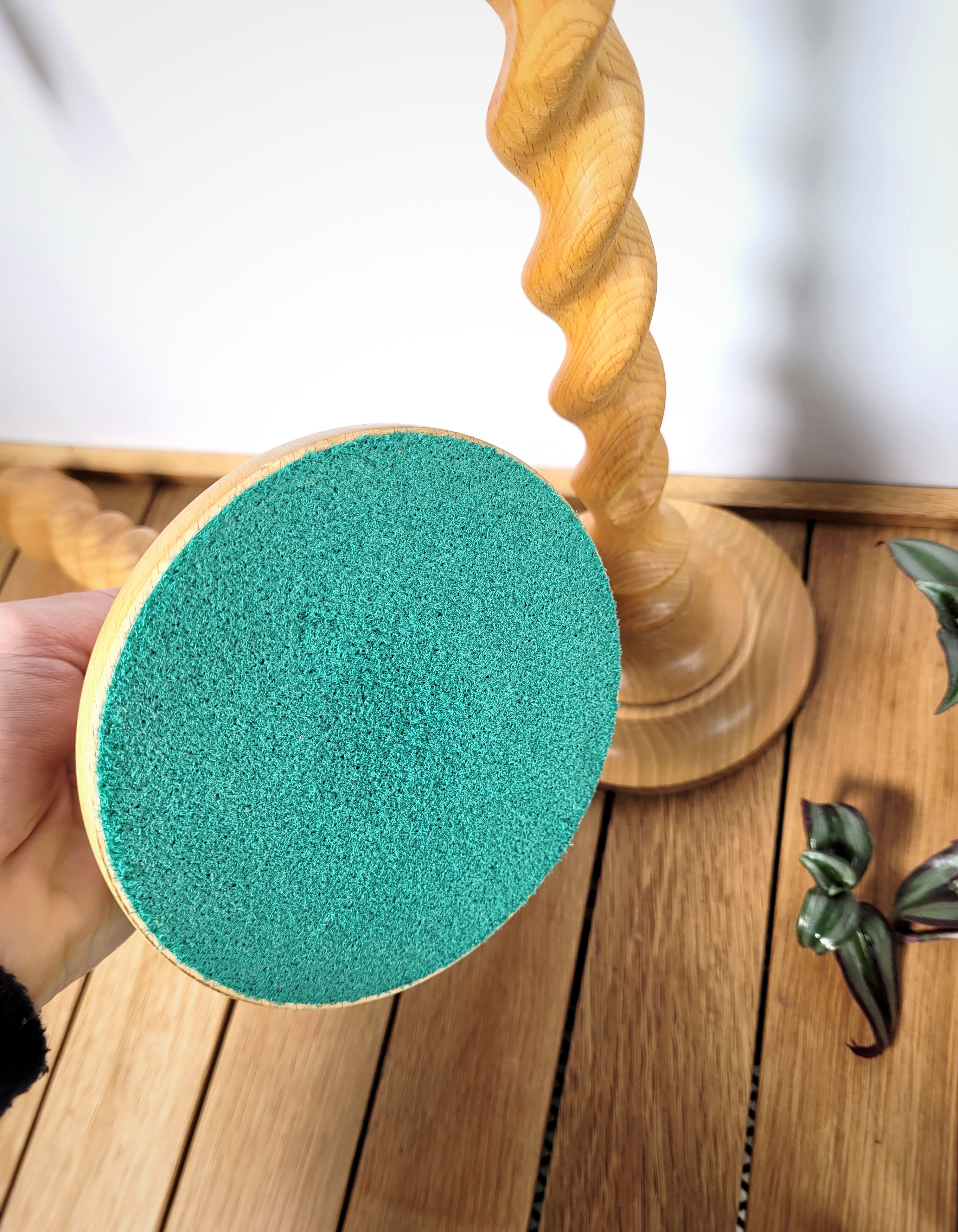 Pair of wooden candle holders