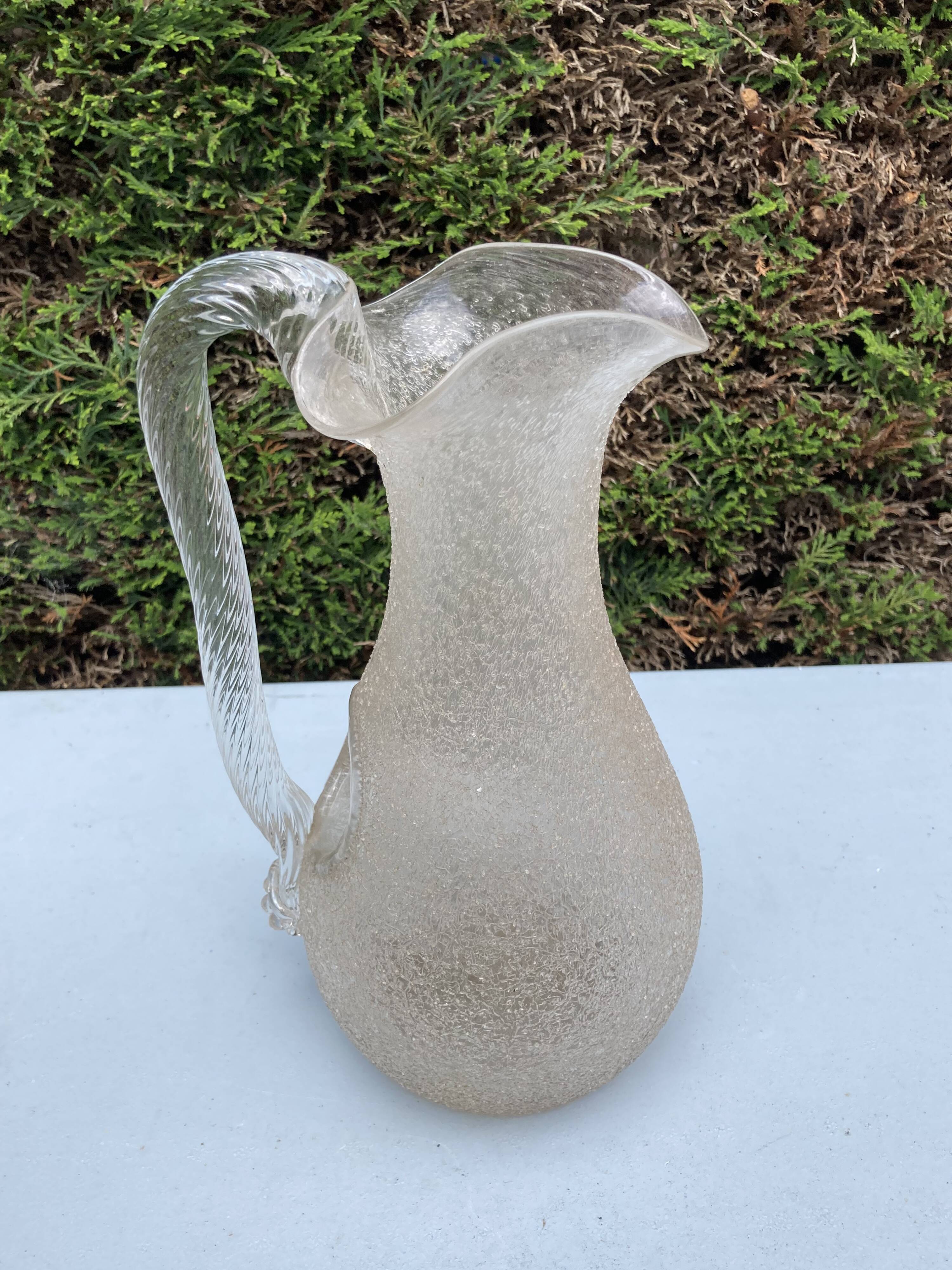 Carafe refresher pitcher baccarat or st louis frosted crystal twisted handle