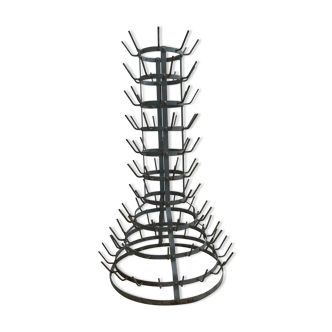 Bottle holder hedgehog drain old iron bottle /vintage / deco