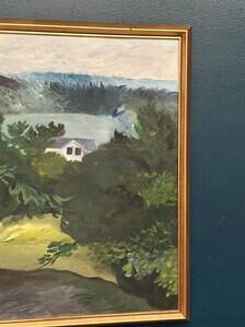 Huile su toile suédoise – “Soirée dans l'archipel” – Signée et datée 1964 – Vintage