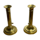 Duo of brass push candle holders