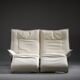 Canapé inclinable vintage Cassina Veranda en cuir crème, années 1980