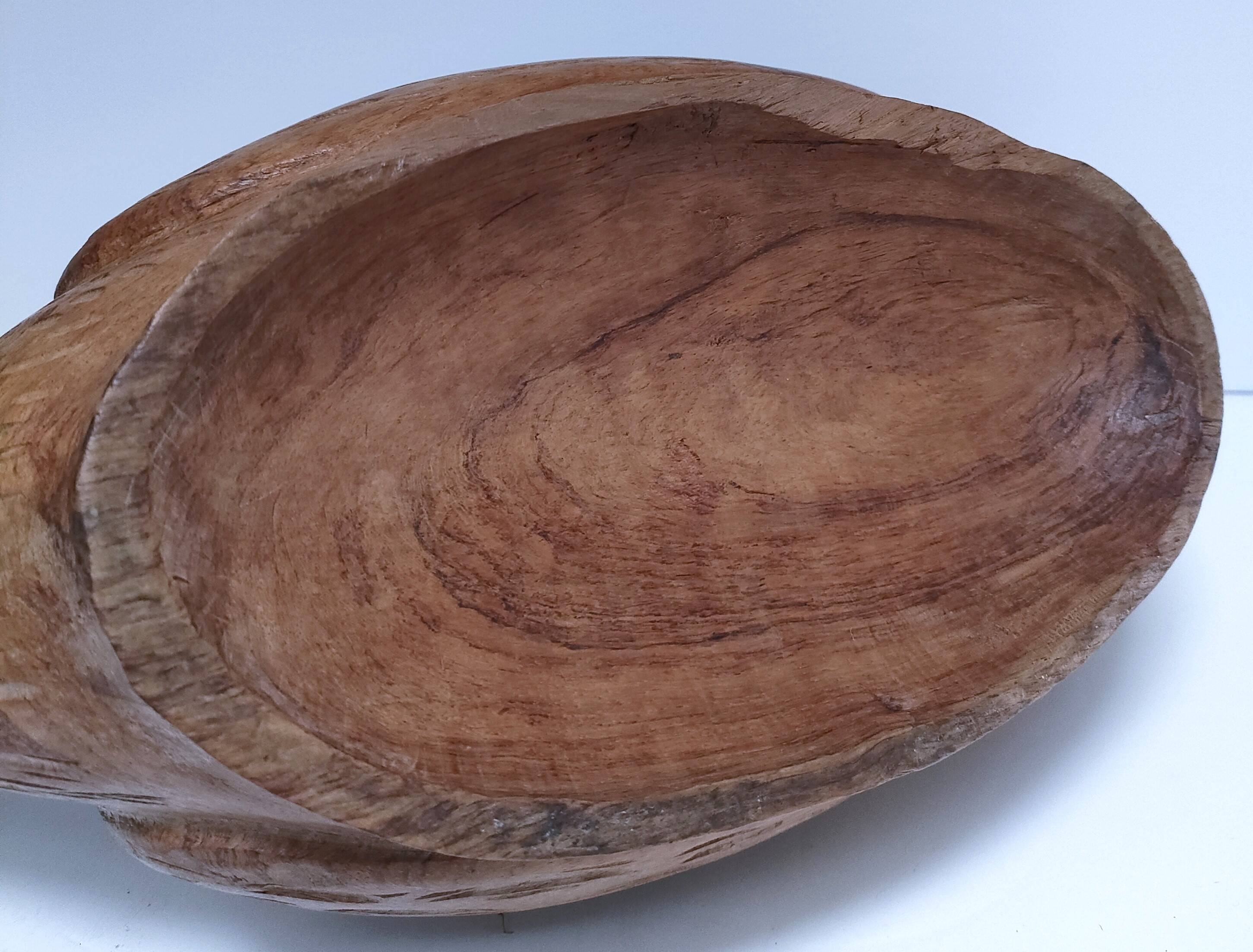 Solid wood fruit bowl carved bird