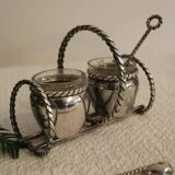 Silver-plated metal salt and pepper shakers