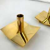 Pair of Scandinavian brass candle holders, model N°70, Pierre Forsell for Skultuna, 1960
