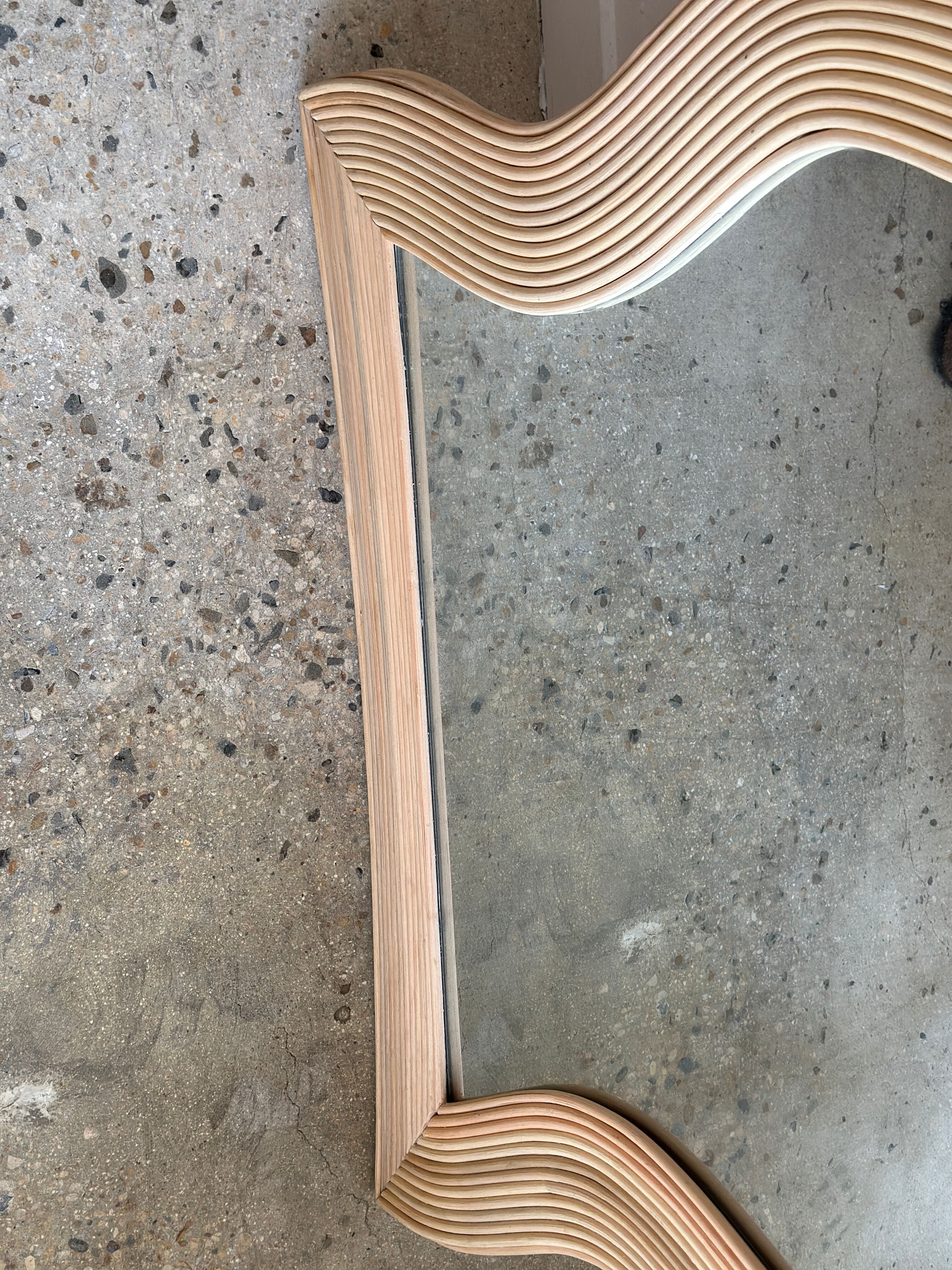 Zigzag rattan foot mirror H:182cm