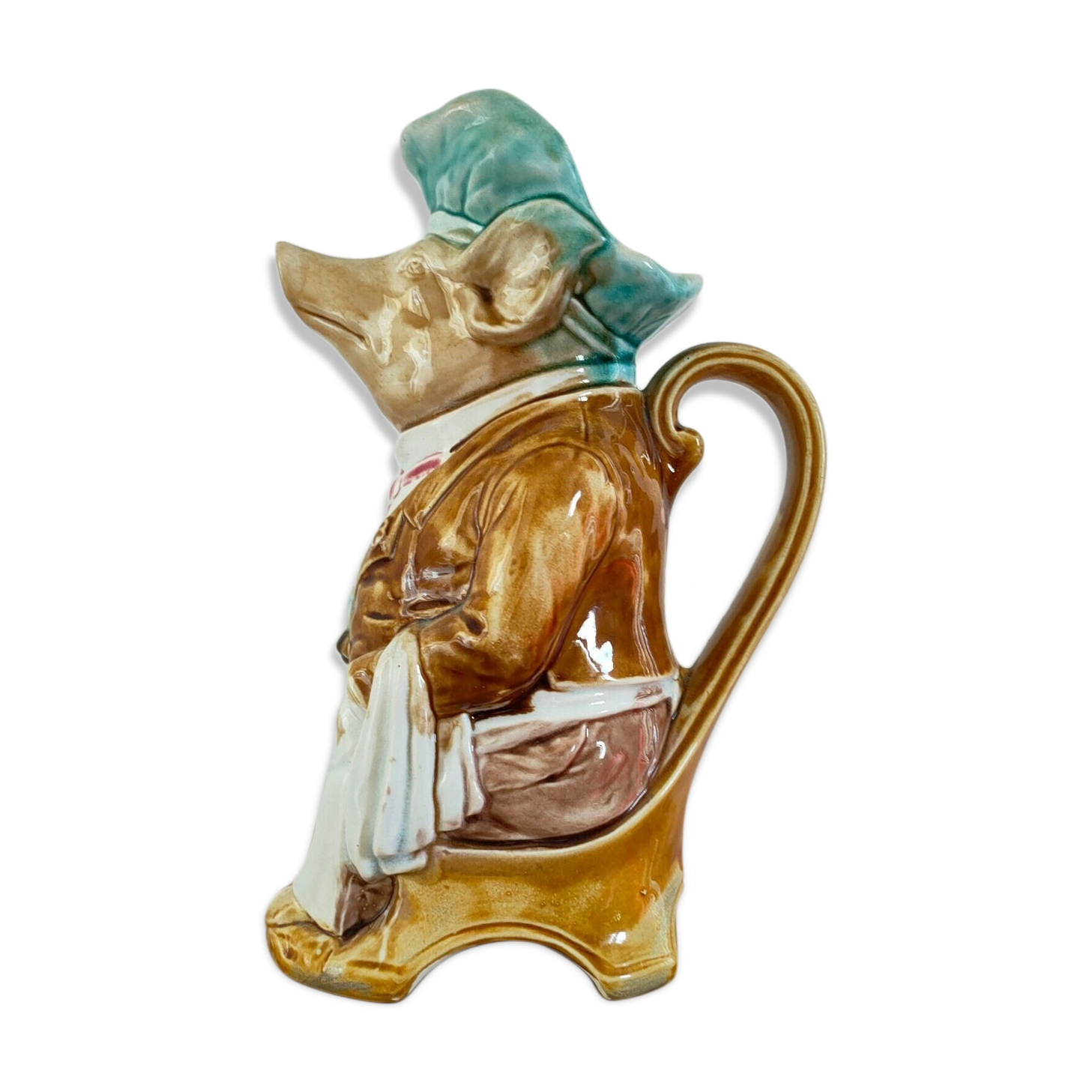 Pitcher Barbotine Pig Onnaing Late 19th Early 20th