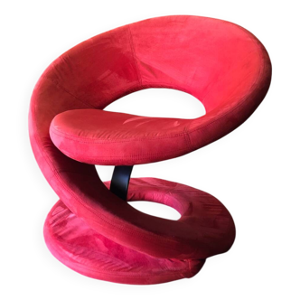 Fauteuil Jaymar Sculptural Post Moderne Ruban Spiral Rouge, années 1980s