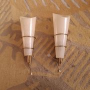 2 60's design wall lights in italian brass and glass