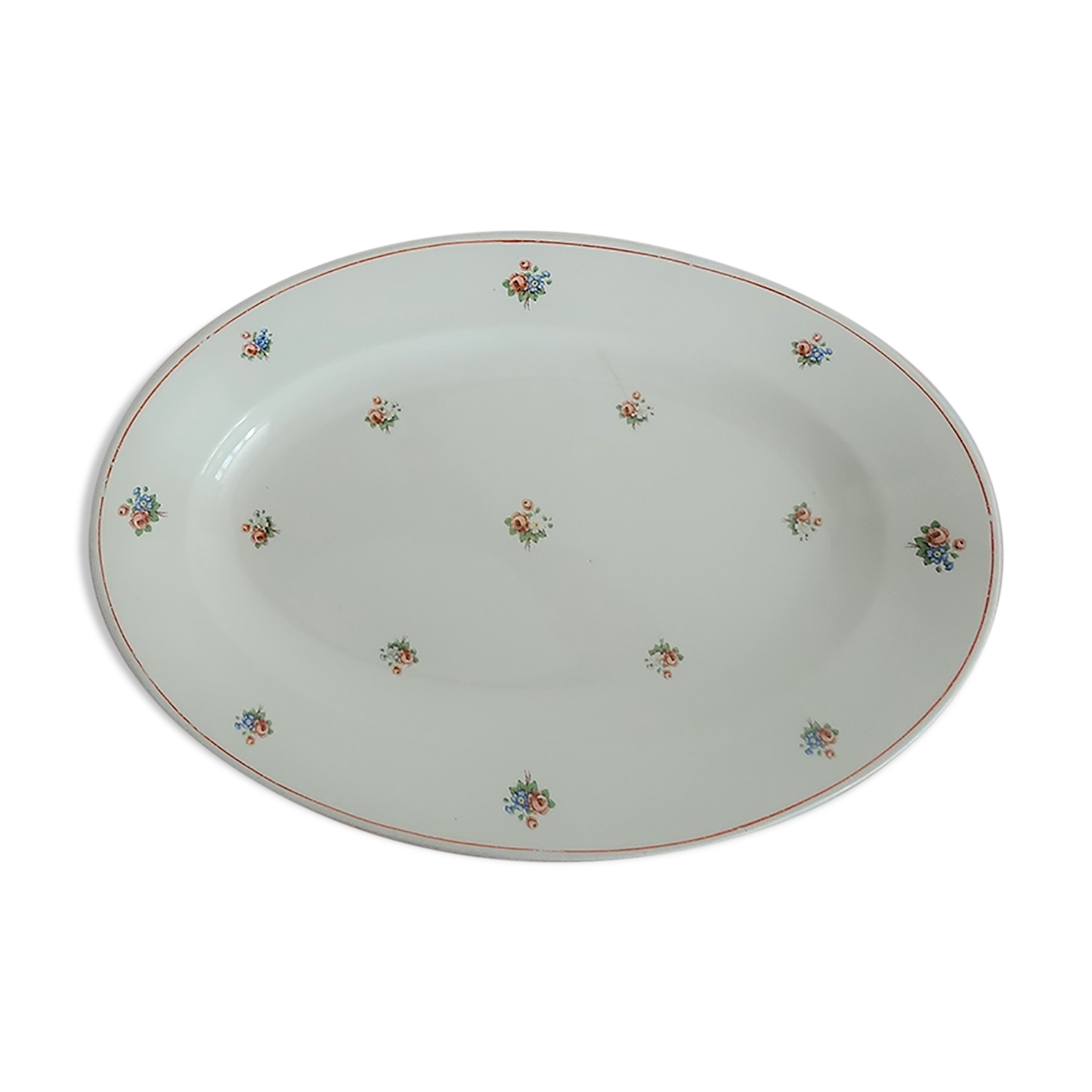 Oval porcelain dish Moulin des Loups Hamage decoration Burgundy