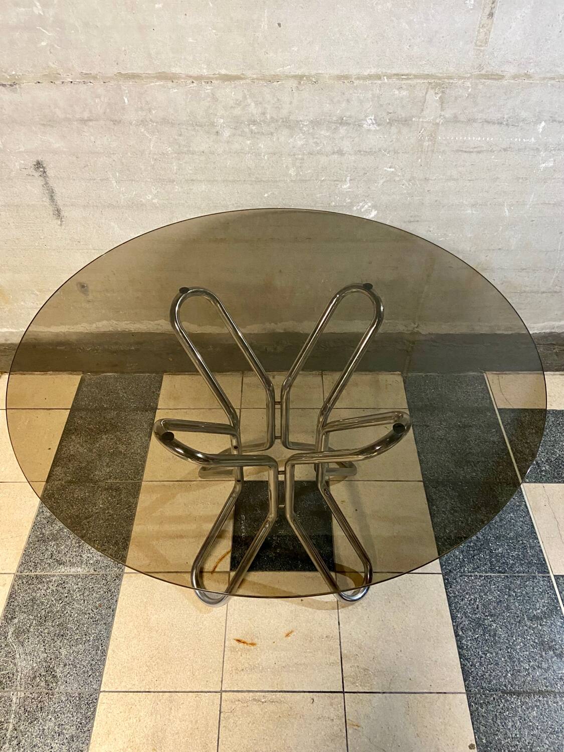 Vintage smoked glass table