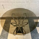 Table vintage en verre fumé