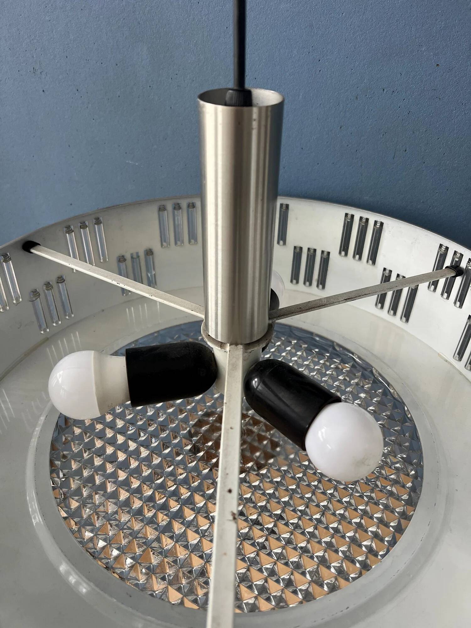 Vintage UFO pendant light with crystal glass