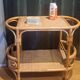 Rolling serving table rattan