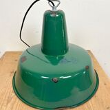 Lampe industrielle d’usine en émail vert années 1960