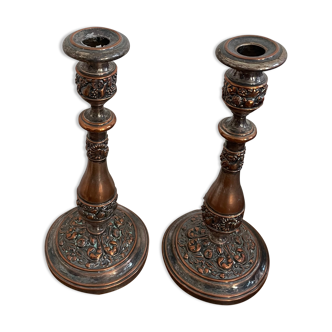 Brass candle holders set of 2