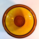 Vintage amber blown glass bowl - decorative bubbles