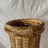 Vintage woven wicker umbrella stand