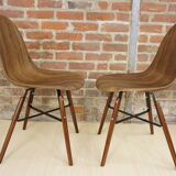 Set of 4 chairs in ABS, wood and metal