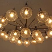 Large chromed spider Sputnik lamp with 24 hand-blown ice glass balls from Ott International, Germany, 1960s.