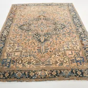Navy Blue & Peach Oriental Persian Rug, Oriental Pattern Living Room Decor