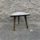Small triangular table coffee table with a vintage tripod door midcentury plant 1950
