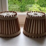 Scandinavian pendant lights in linen and wood from the 60s/70s.
