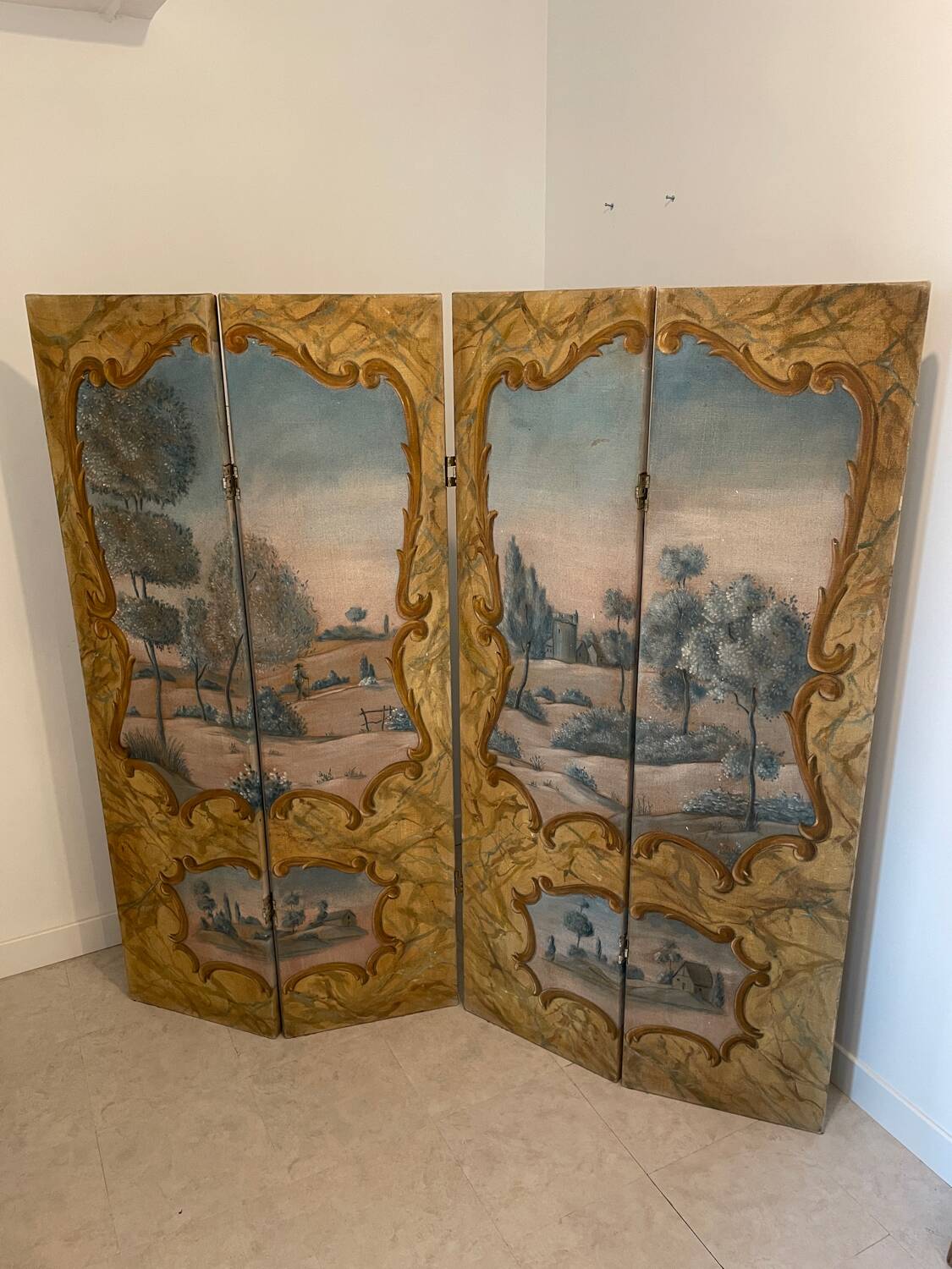 Louis XV style screen - hand painted