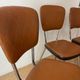 Set of 3 vintage 60s chairs in brown leatherette and chrome metal