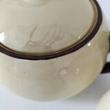 HBCM Sugar Bowl and Milk Jug Duo - Vintage Cream and Brown Earthenware