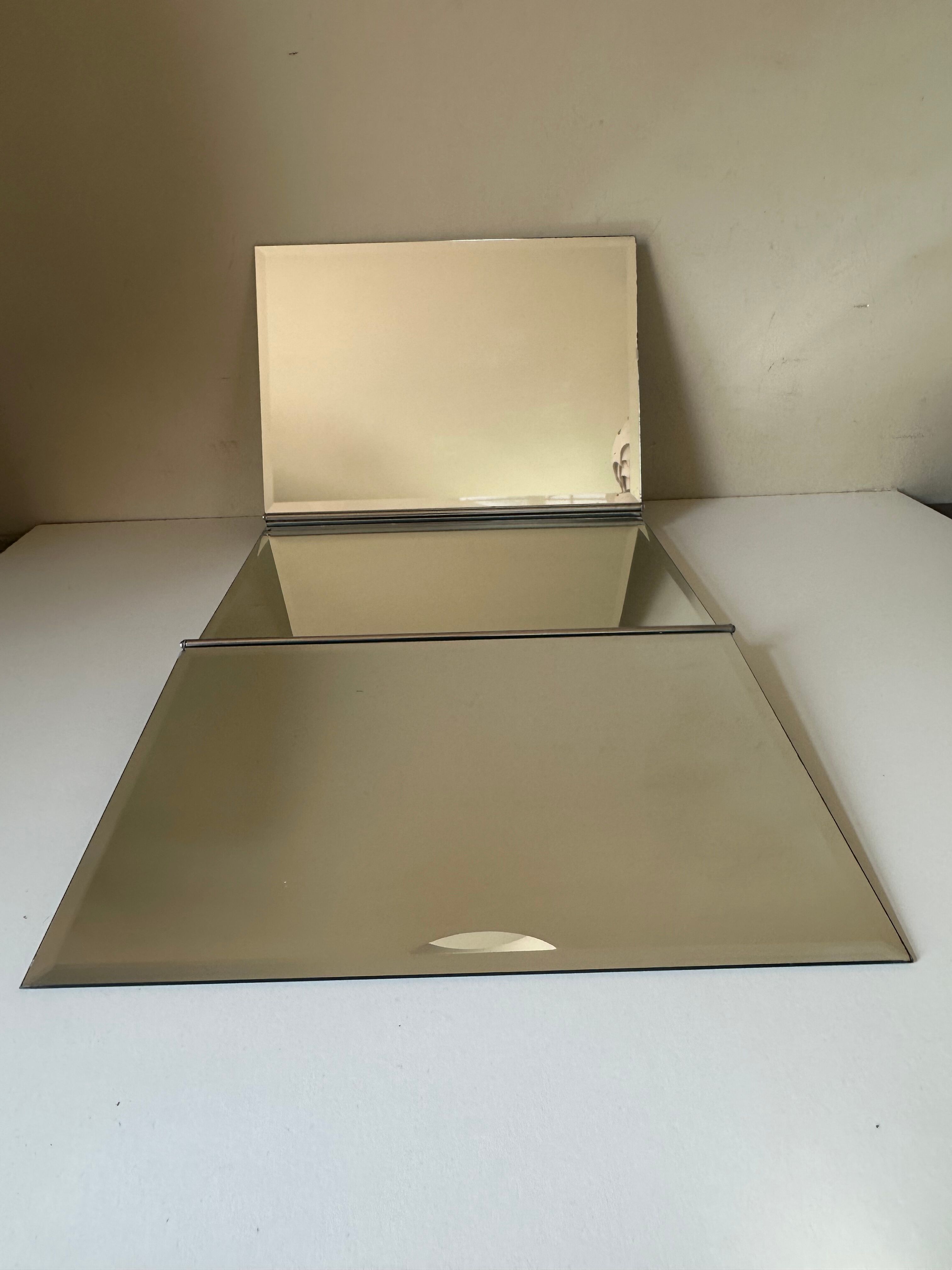 Modernist triptych mirror vintage design 70s