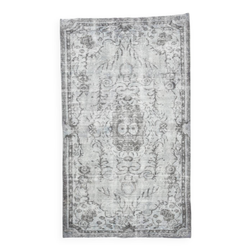 5x9 Vintage Soft Pastel Gray Oriental Pattern Turkish Rug, 160x271Cm