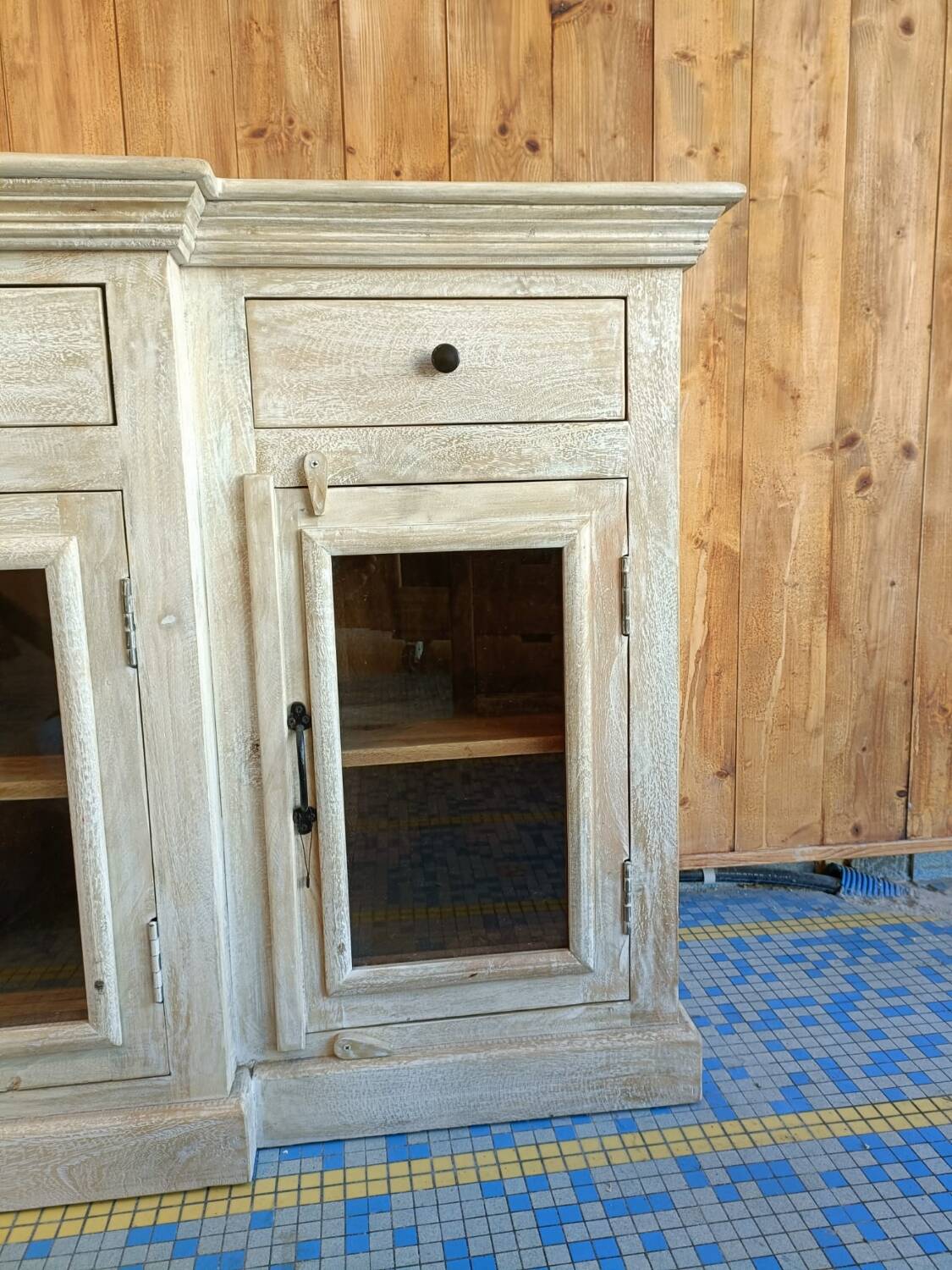 Buffet / display cabinet style industrial/colonial solid mango wood