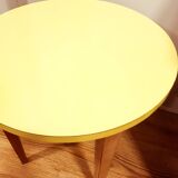 Yellow formica & wood side table