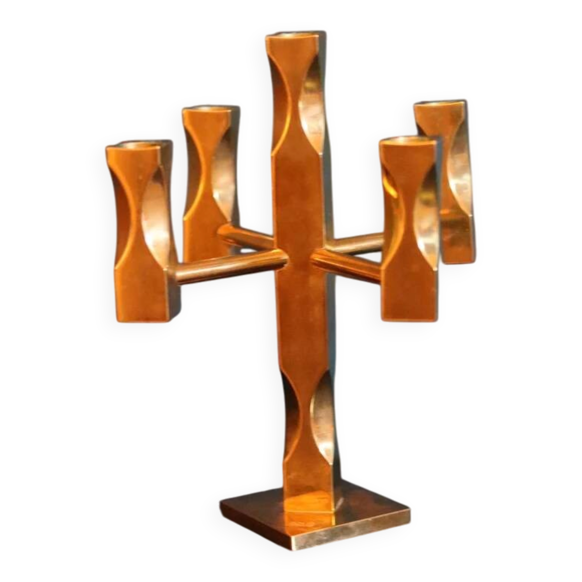 Five-Arm Brass Candelabrum by Lars Åkesson for Vallonmässing, Sweden