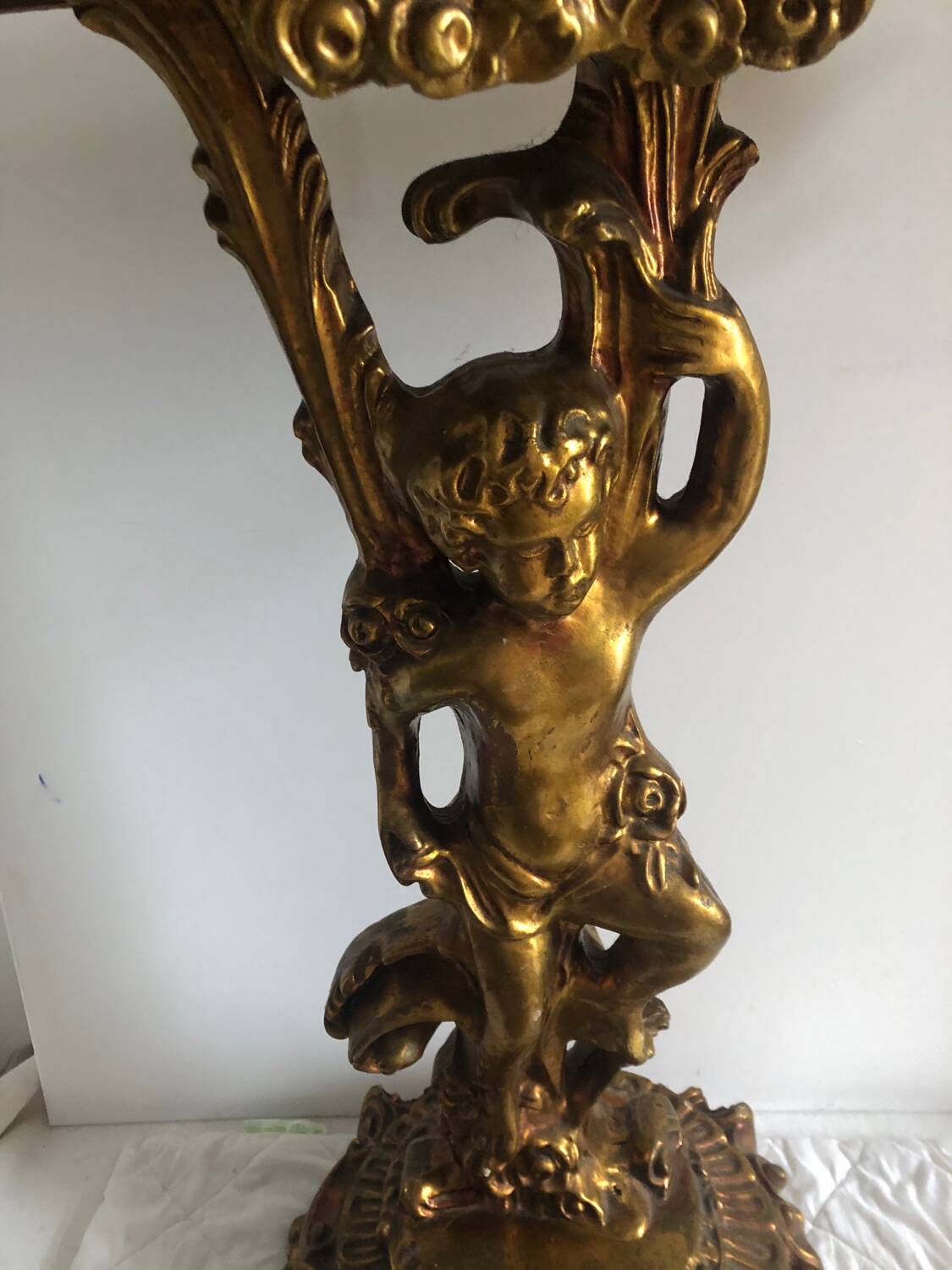 Console baroque pied de lions dessus marbre