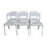 6 bistro chairs in white lacquered metal, Souvignet, 60s