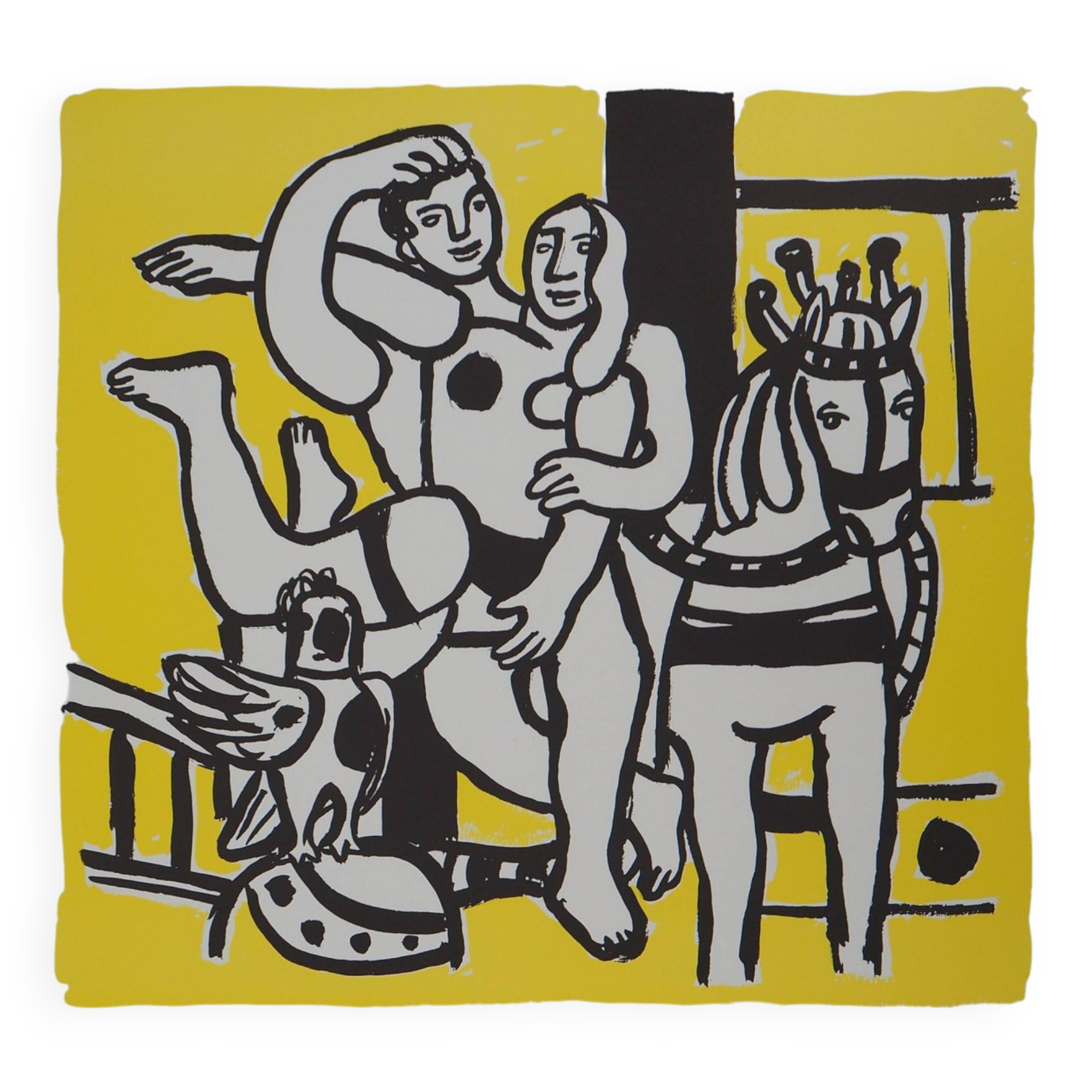 Fernand LEGER: Loving couple and horse, signed lithograph.