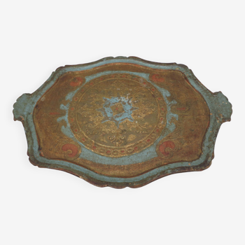 Florentine tray in painted wood with decorations