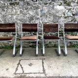 Set of 4 brown velvet zigzag chairs 1970