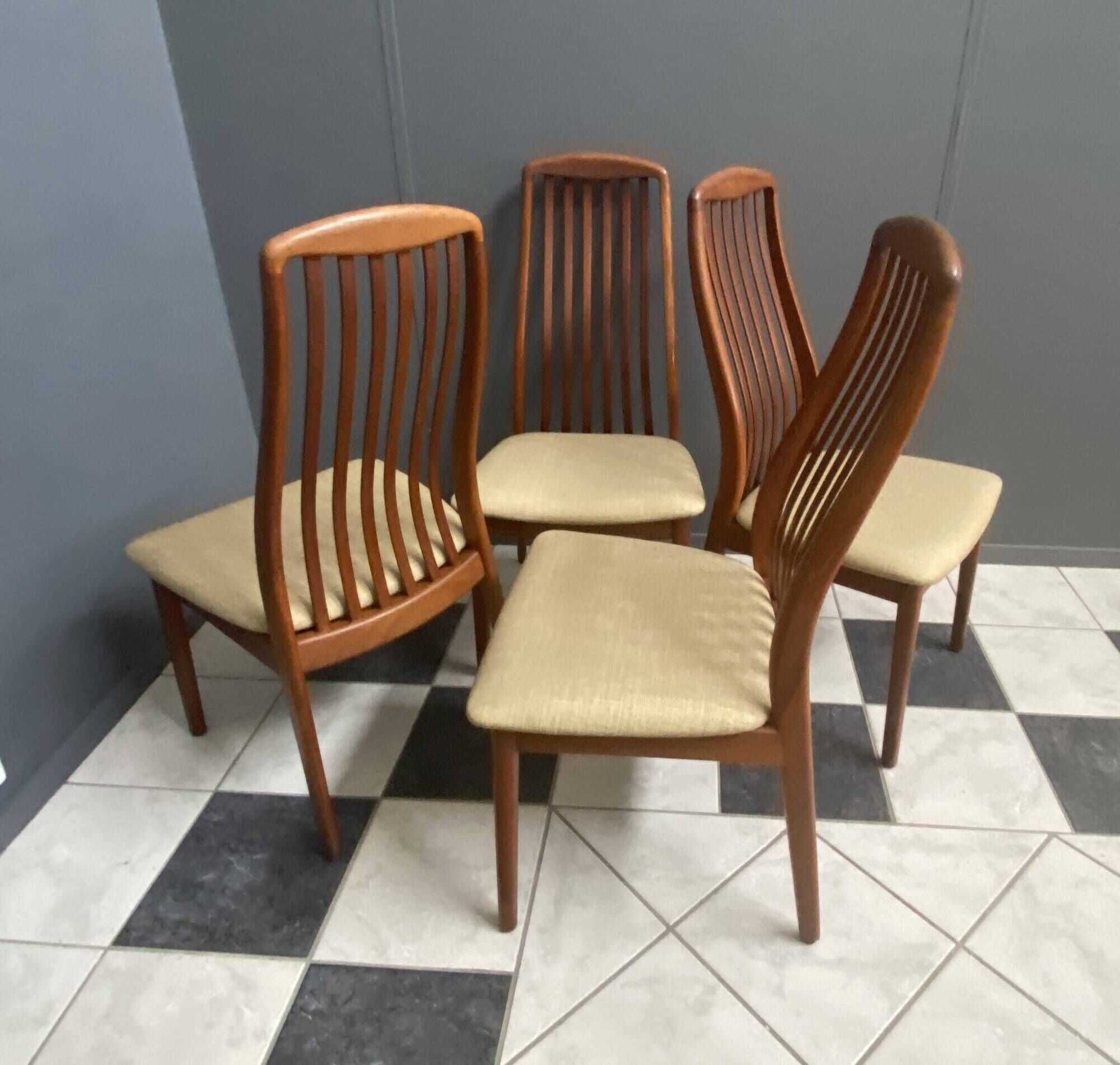 set of 4 Teak Kai Kristiansen chairs  for  Schou Andersen 1960s Denmark