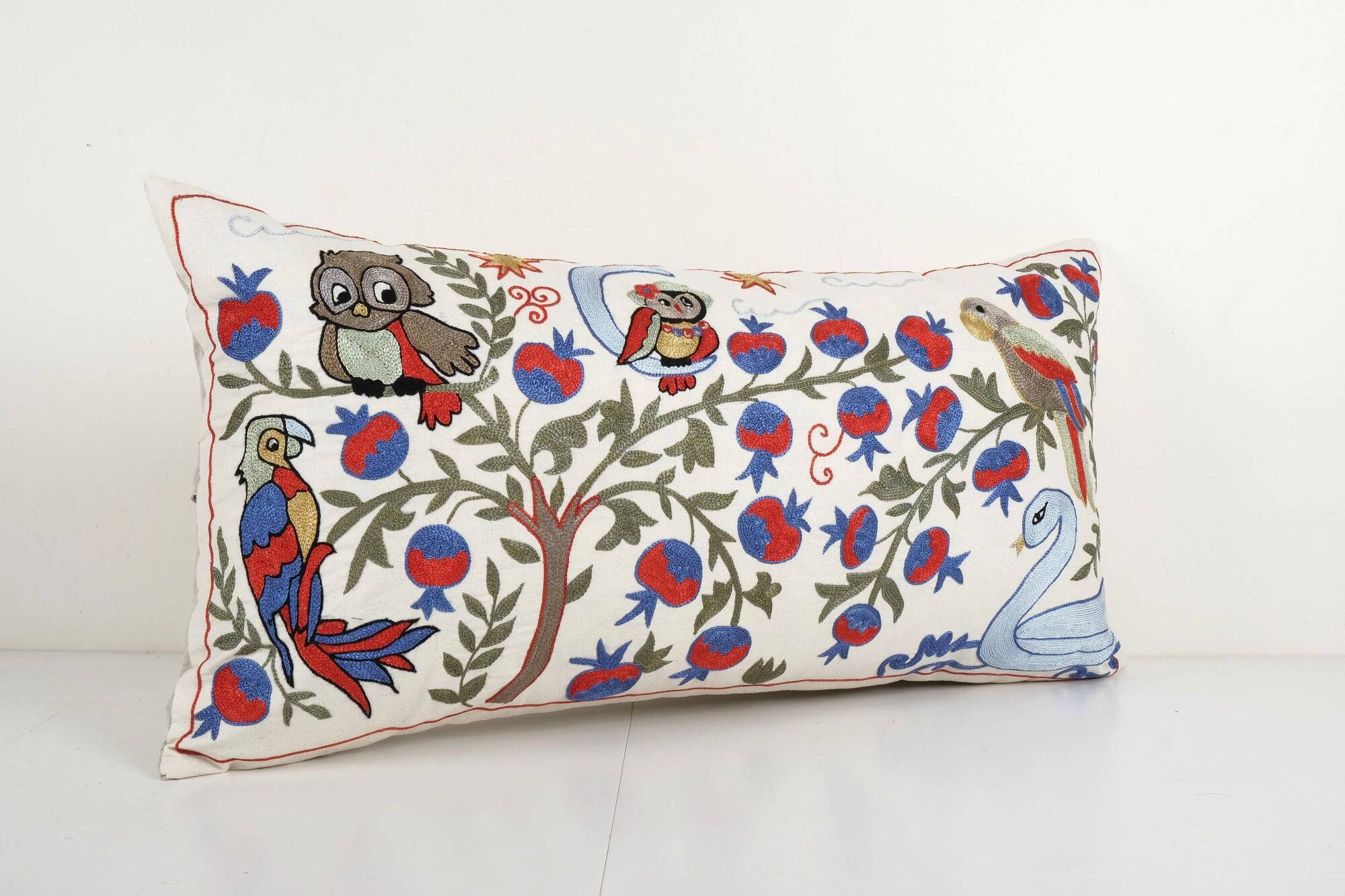 Vintage embroidered cushion cover 46x86 cm