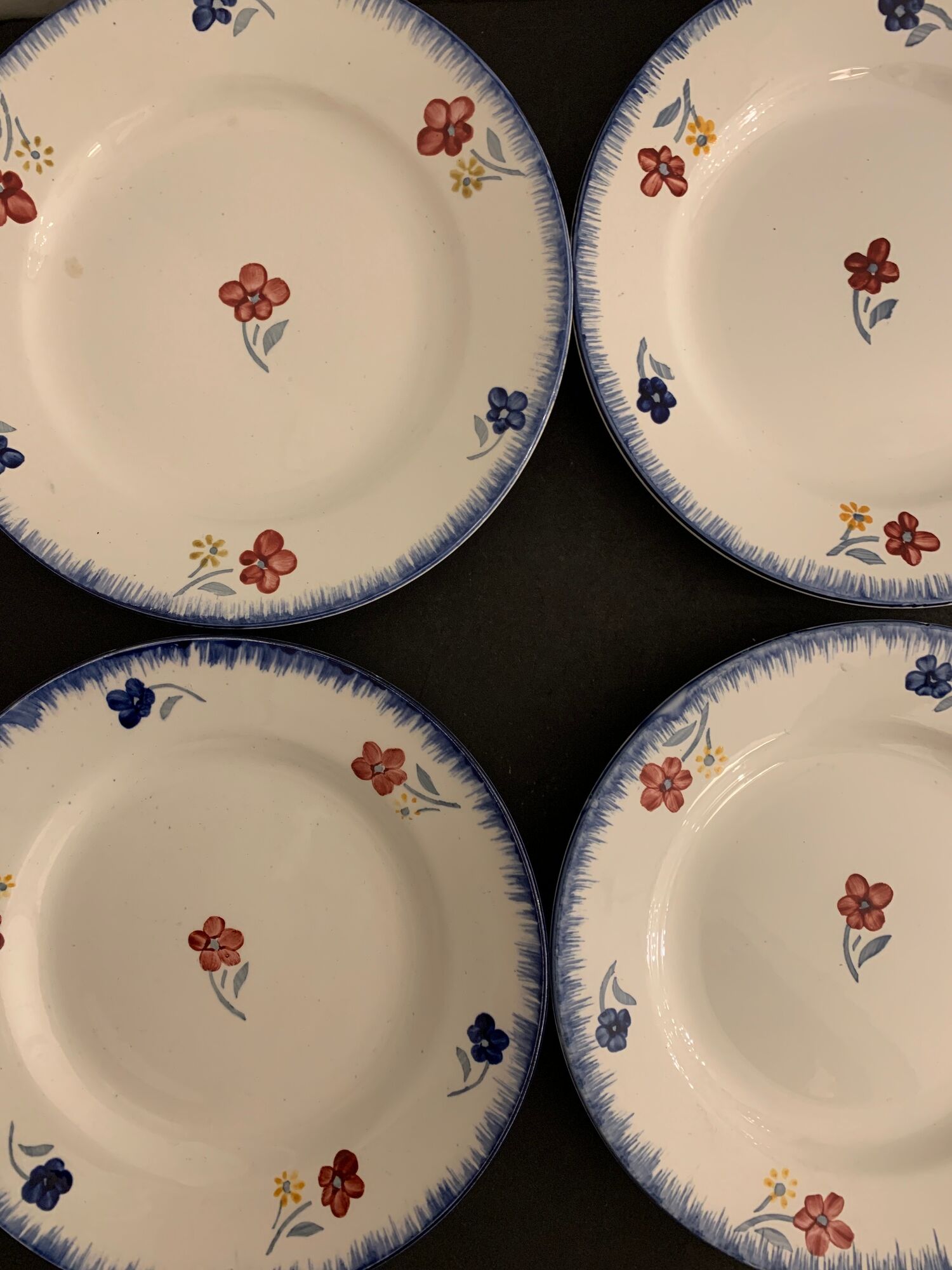 Lot de 6 assiettes plates Digoin Sarreguemines, modèle Mary Lou