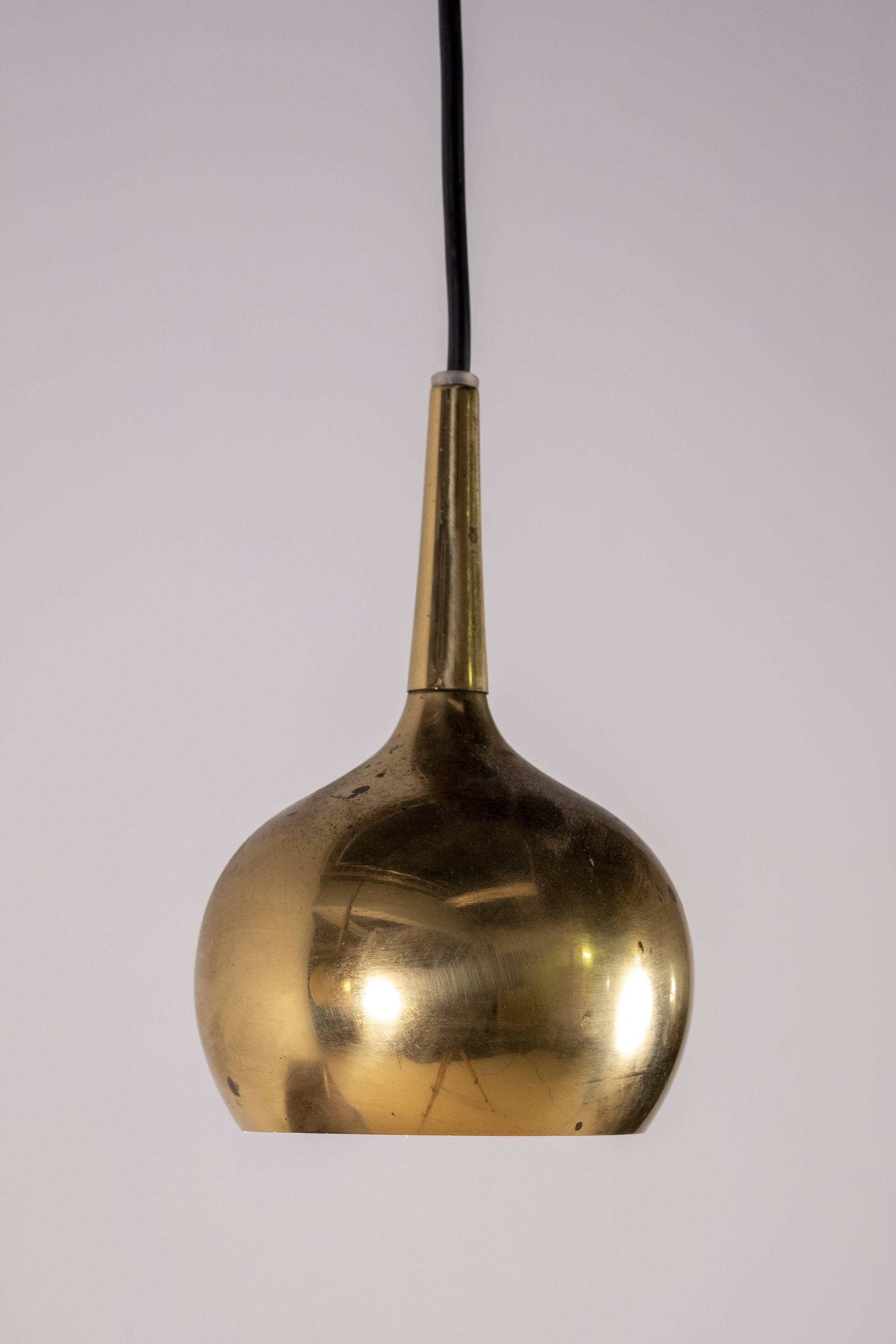 2x Hans Agne Jakobsson Brass Pendant Lamp, 1960s Sweden