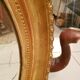 Old oval mirror gilded wood with gold leaf Napoleon III 60x51cm