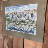 Watercolor of the village of Ménerbes in the Luberon