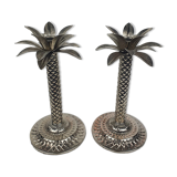Pair of Palmtree design candle holders